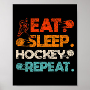 Essen Schlafen Hockey Wiederholen Eishockeyfeld Sc Poster