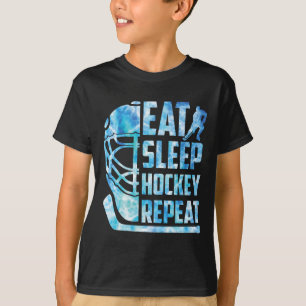 Essen Schlafen Hockey Wiederholen Lustig Erwachsen T-Shirt