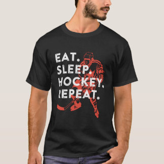 Essen Schlafen Hockey Wiederholen T-Shirt