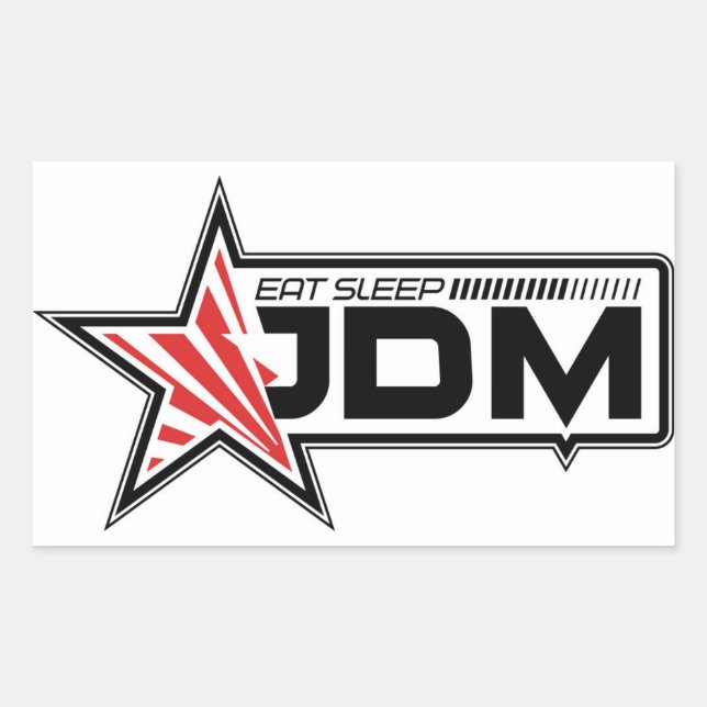 Essen, Schlafen, JDM-Aufkleber Rechteckiger Aufkleber (Vorderseite)