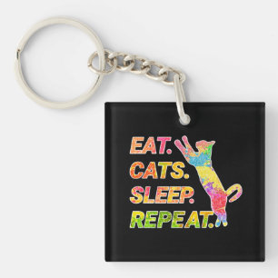Essen, schlafen, Katzen, wiederholen Schlüsselanhänger