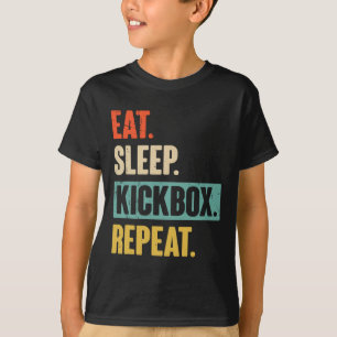 Essen Schlafen Kickboxen Wiederholen Retro Kickbox T-Shirt