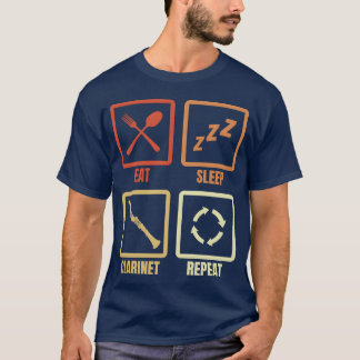 Essen Schlafen Klarinette Wiederholen Retro T-Shirt