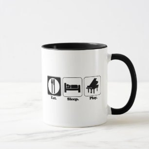 essen schlafen Klavier spielen Tasse