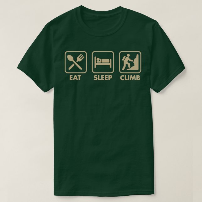 Essen Schlafen Klettersteig Funny Rock Kletterstei T-Shirt (Design vorne)