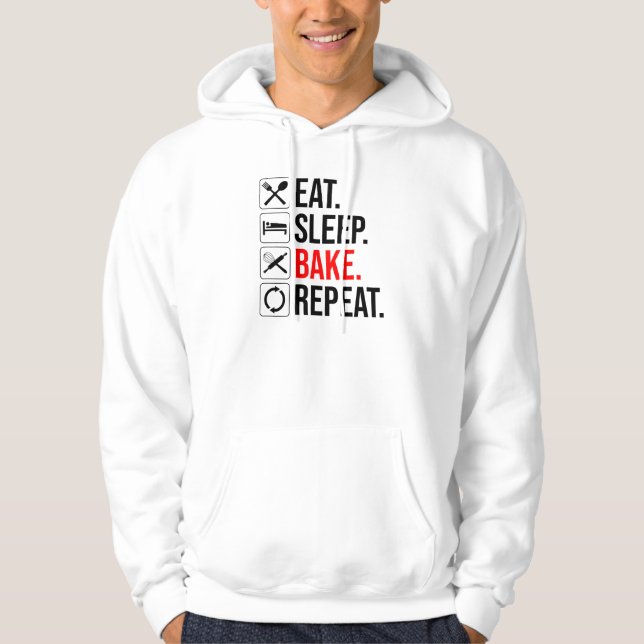 Essen. Schlafen. Kuchen. Wieder von vorne Hoodie (Vorderseite)