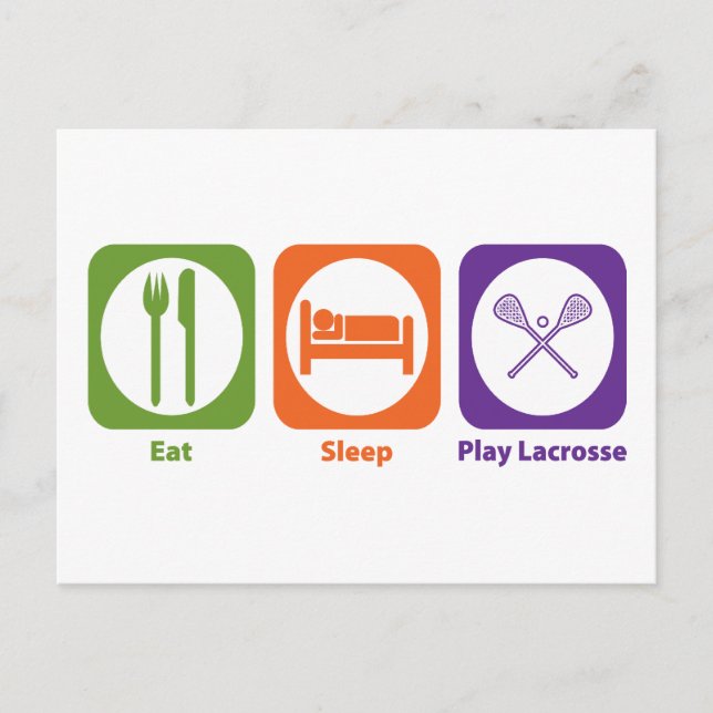 Essen Schlafen Lacrosse Postkarte (Vorderseite)