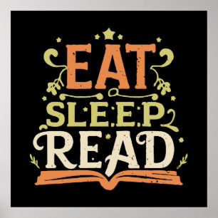Essen Schlafen Lesen, Lustiges Lesen Poster
