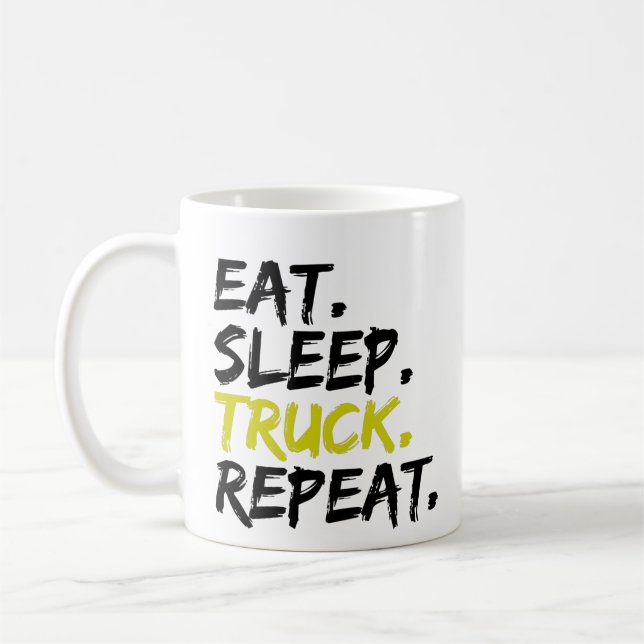 Essen Schlafen LKW Wiederholen LKW-Fahrer    Kaffeetasse (Links)