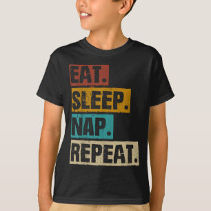 Essen Schlafen Nickerchen Wiederholen - Retro Vint T-Shirt