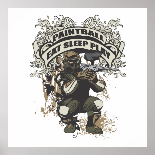 Essen, schlafen, Paintball spielen Poster (Vorne)