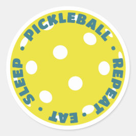 ESSEN, SCHLAFEN, PICKLEBALL, WIEDERHOLEN RUNDER AUFKLEBER