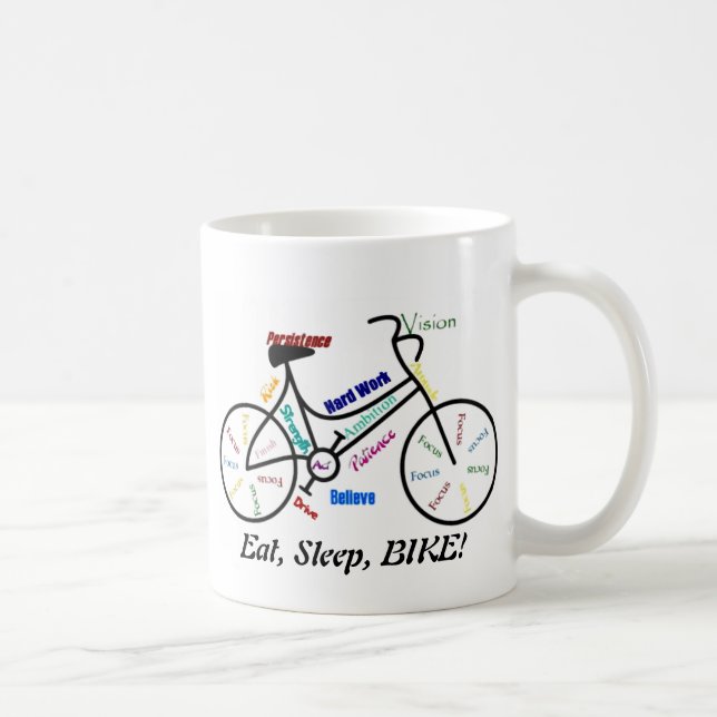 Essen, schlafen, RAD! Motivierend Wörter für Biker Kaffeetasse (Rechts)