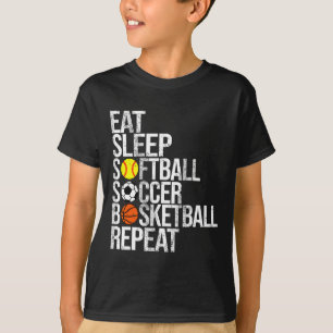 Essen Schlafen Sanft Fußball Skizze Wiederholen Lu T-Shirt