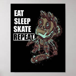 Essen Schlafen Skate Skateboarding Skateboard Für Poster