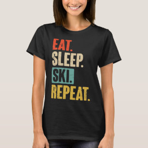 Essen Schlafen Ski Wiederholen - Lustig Retro Vint T-Shirt