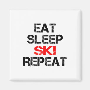 Essen Schlafen Ski Wiederholen Winter Berge Skilod Magnet