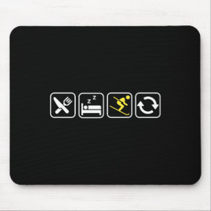 Essen Schlafen Skiwiederholung _ Skifahrer _ Skili Mousepad