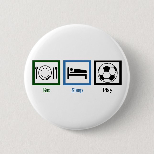 Essen schlafen spielen Fußball Button (Vorderseite)