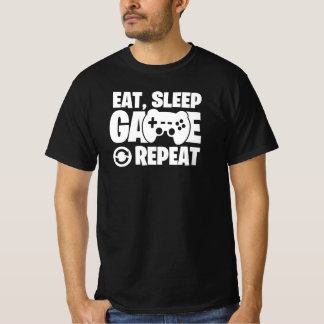 Essen Schlafen Spielen Wiederholen Lustiger Gamer- T-Shirt