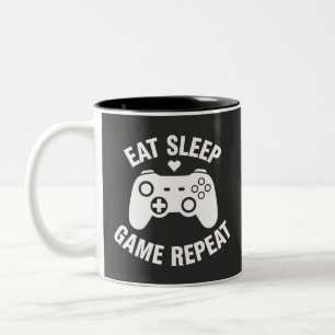 Essen Schlafen Spielen Wiederholen - Lustiges Game Zweifarbige Tasse