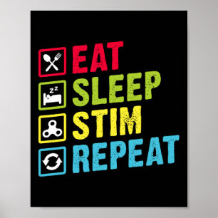 Essen Schlafen Stim Wiederholen Autismus-Bewusstse Poster