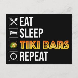 Essen. Schlafen. Tiki Bars. Wiederholen Postkarte