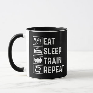 Essen Schlafen Zug Wiederholen Dampfzug Eisenbahnl Tasse