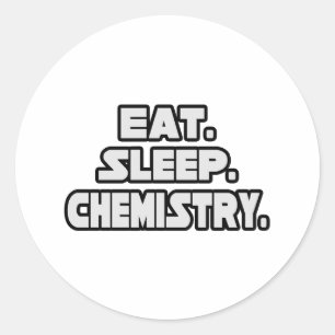 Essen schlafende Chemie Runder Aufkleber