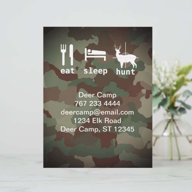 Essen Schlafenjagd Jagd Camouflage Einladungen Briefbogen (Stehend Vorderseite)