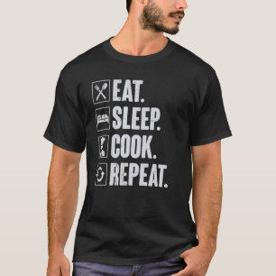 Essen Schlafkochen Wiederholung Retro Cook Kochen  T-Shirt
