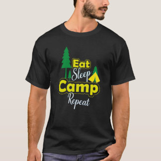 Essen Schlaflager wiederholen lustig T-Shirt