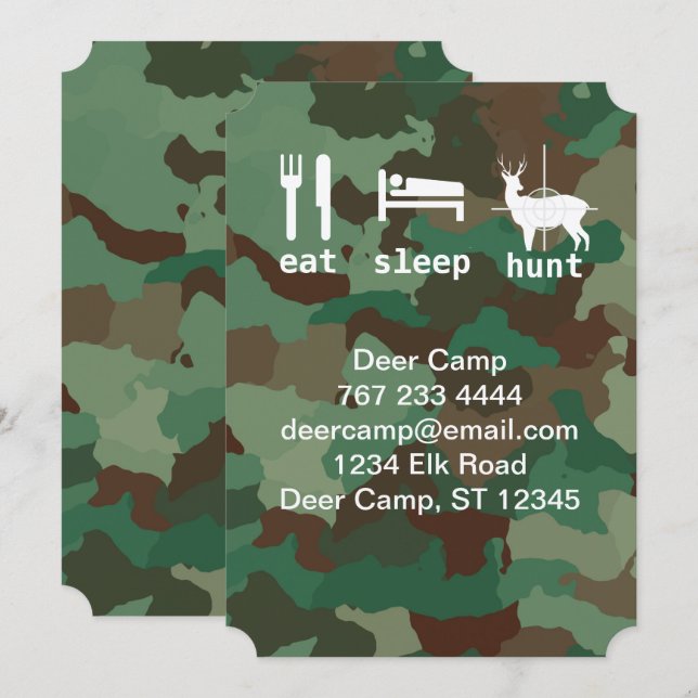 Essen Schlafsuche Jagd Camouflage Geschichten Einladung (Vorne/Hinten)