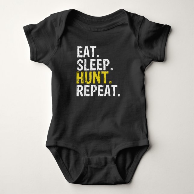 Essen Schlafsuche Wiederholung Jagd Jäger Baby Strampler (Vorderseite)