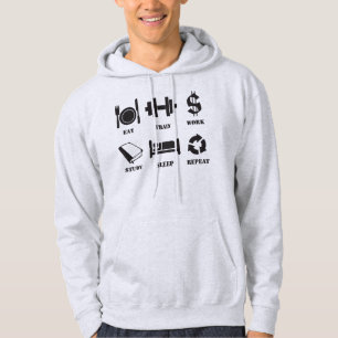 Essen Sie, bilden Sie aus, arbeiten Sie, studieren Hoodie