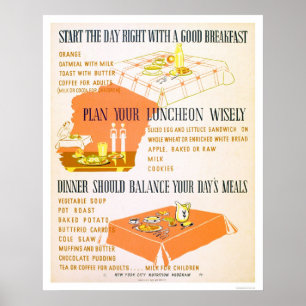 Essen Sie bleibe klug gesunde 1942 WPA Poster