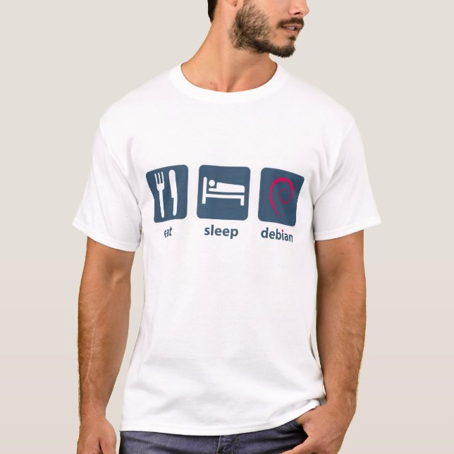 Essen Sie den debian Schlaf T-Shirt (Vorderseite)