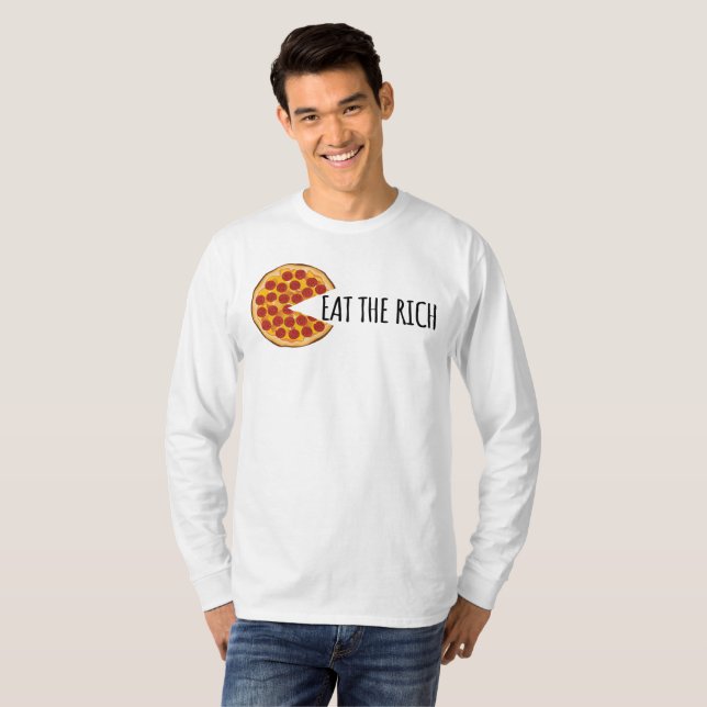 Essen Sie den Reichen - Funny Socialist Pizza T -  T-Shirt (Vorne ganz)