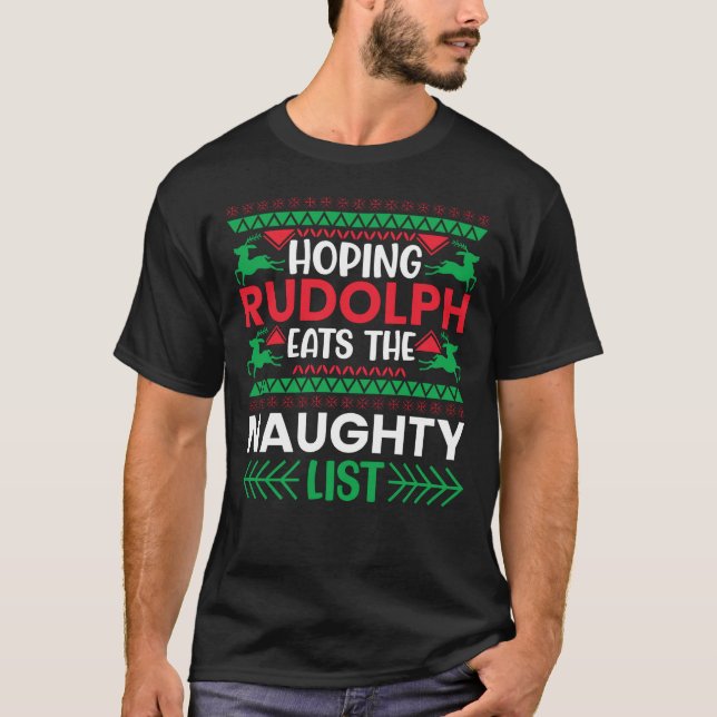 Essen Sie die Naughty List Weihnachten T-Shirt (Vorderseite)