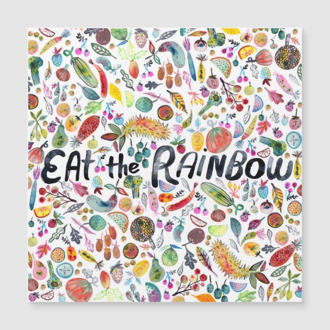 ESSEN SIE DIE RAINBOW farbenfrohe Früchte Veggies  Magnetkarte (Vorderseite)