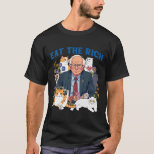 Essen Sie die reiche Bernie Sanders Floral Cat Res T-Shirt