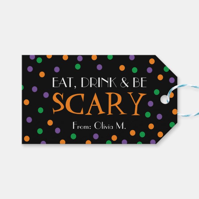 Essen Sie Drink & Sei Beängstigend Halloween Candy Geschenkanhänger (Vorderseite (Horizontal))