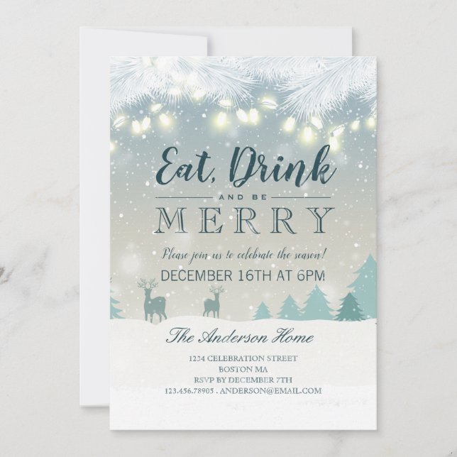 Essen Sie Drink & Sei froh Weihnachts-Party-Card Einladung (Vorderseite)