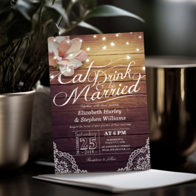 ESSEN SIE Drink & seien Sie Verheiratet Hochzeit f Einladung (Von Creator hochgeladen)