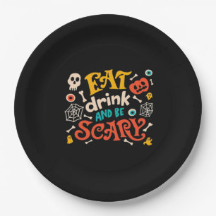 Essen Sie Drink und Beängstigend Halloween Design Pappteller