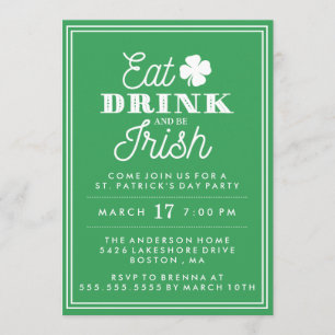 Essen Sie Drink und seien Sie irisch St. Patrick's Einladung