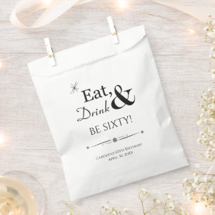 Essen Sie Drink und Seien Sie sechzig Funky Retro Geschenktütchen