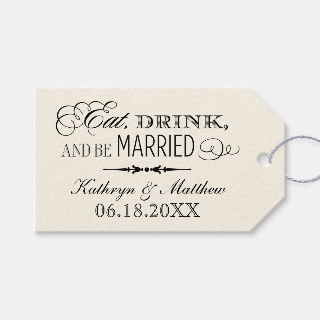 Essen Sie Drink und seien Sie Verheiratet Black We Geschenkanhänger (Vorderseite (Horizontal))