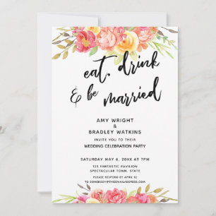 Essen Sie Drink und seien Sie Verheiratete Blumenz Einladung