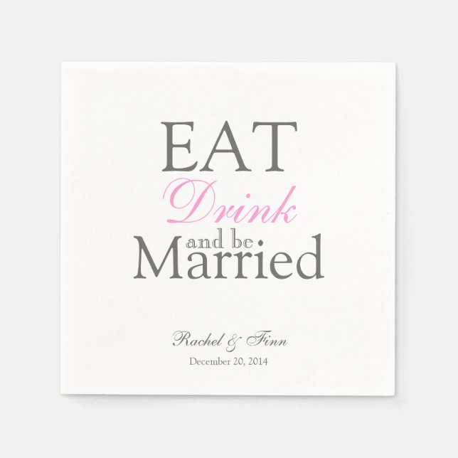 Essen Sie einen Verheirateten Cocktail Napkin Serviette (Vorderseite)